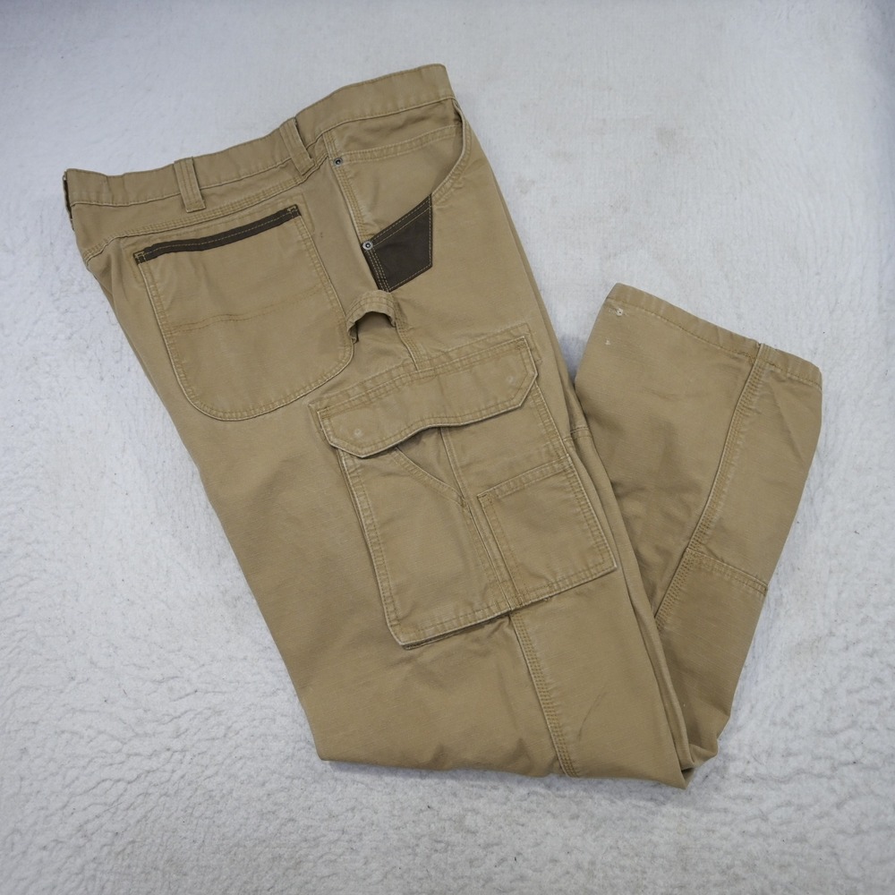 Wrangler Workwear Cargo Pants Mens 42x32 Khaki Tan Ripstop Multi Pocket